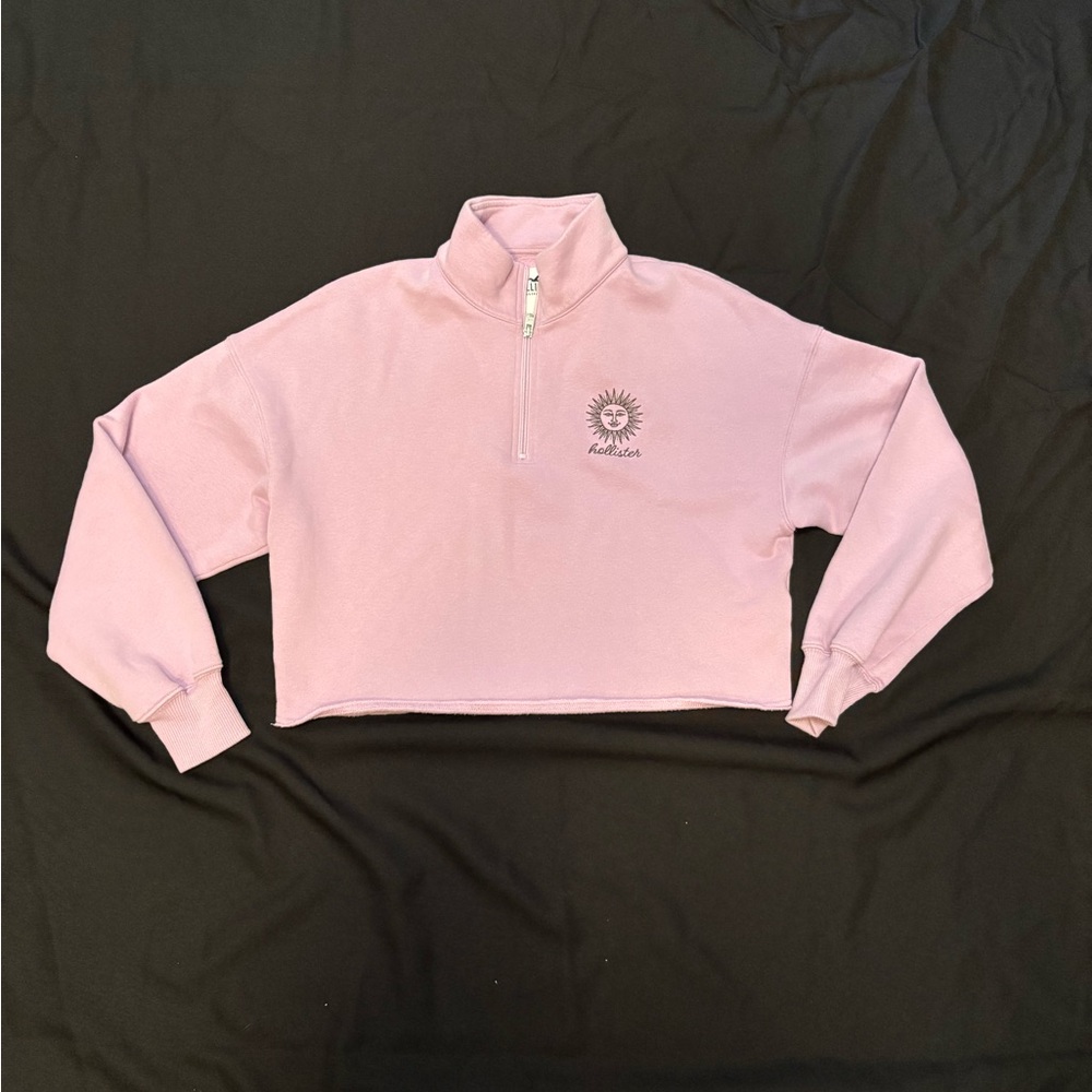 Hollister Light Purple Half-Zip Cropped Sweatshirt size L